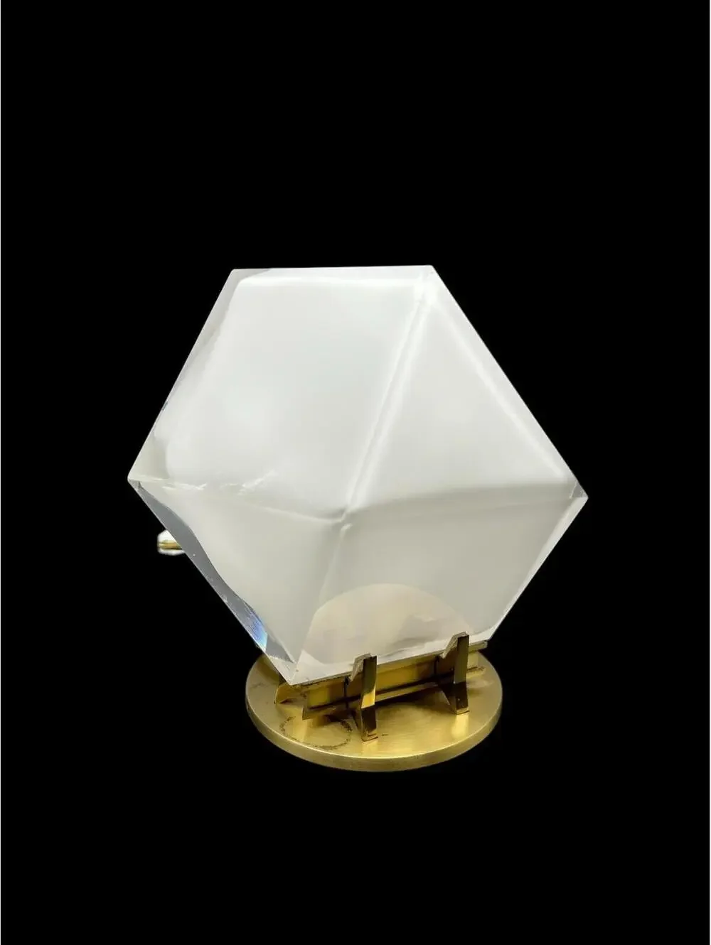 Luminaire Double Blown Glass & Brass Lamp Geometric Mid Century Modern MCM